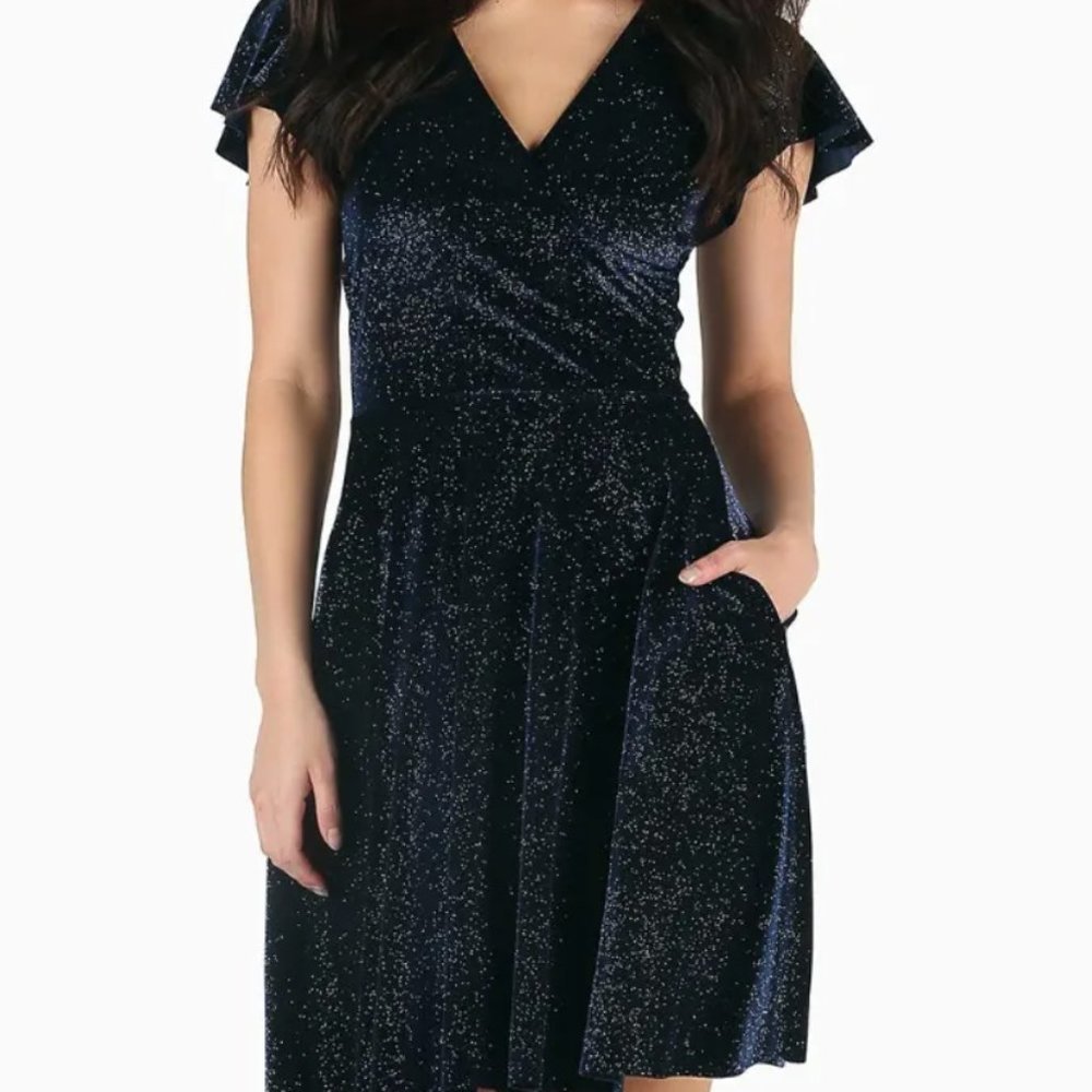 Blackmilk All That Glitters Velvet Navy Wrap Longline Dress (Size S) NWT!
